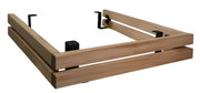 Wooden sauna heater safety rail with metal brackets on a white background