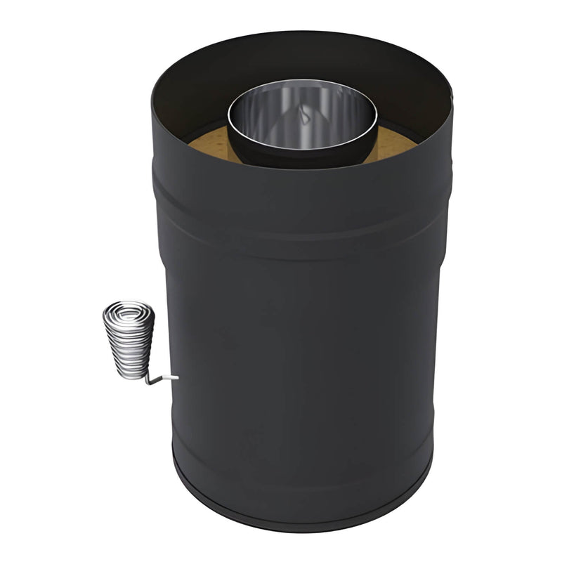 Black metal object with a spring-loaded valve on a white background