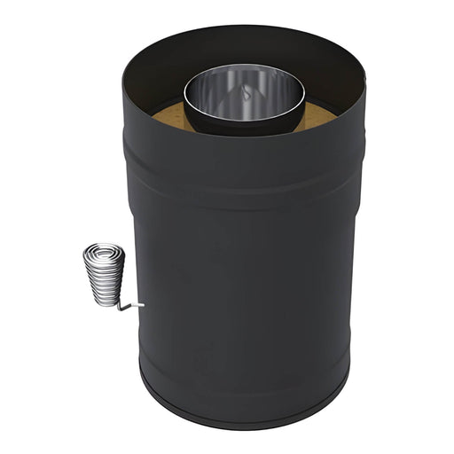 Black metal object with a spring-loaded valve on a white background