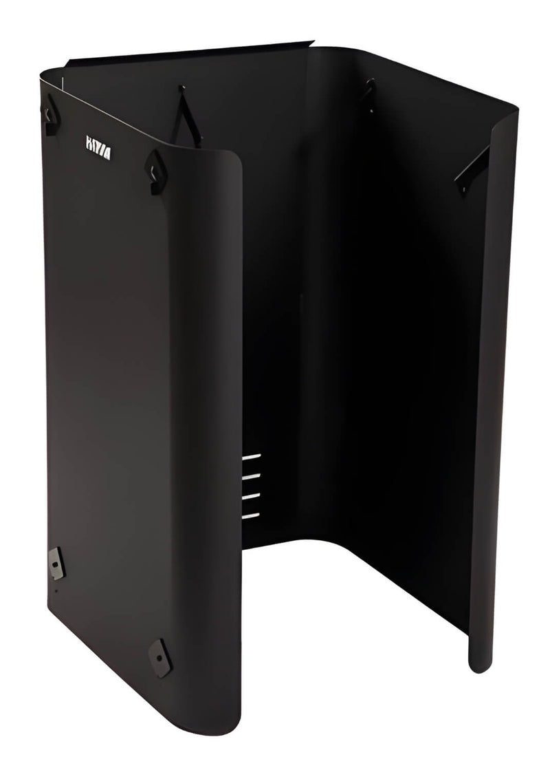 Black metal protective sheath on a white background