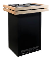 sauna heater with protective safety rail