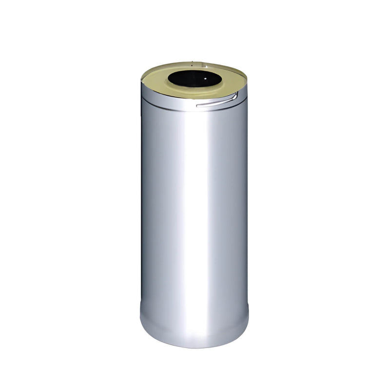 Cylindrical metal object with a circular top on a white background