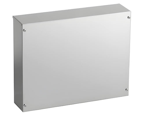 Metallic box with screws on a white background