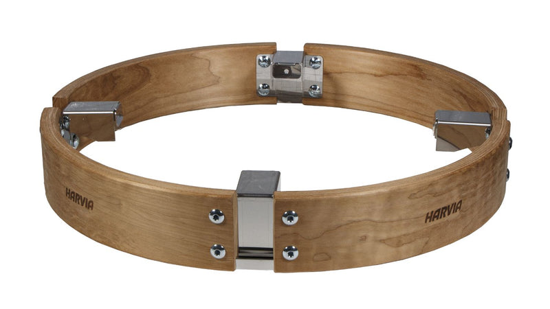 wooden railing for sauna heater with Harvia logo