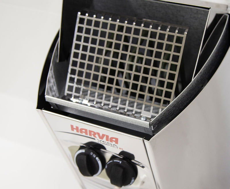Harvia sauna heater with visible brand logo on a white background