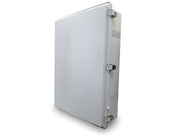 Metallic box with a cover on a white background