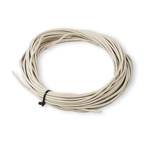 Coiled beige cable on a white background