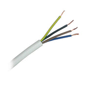 Coiled cable with multiple colored wires on a white background