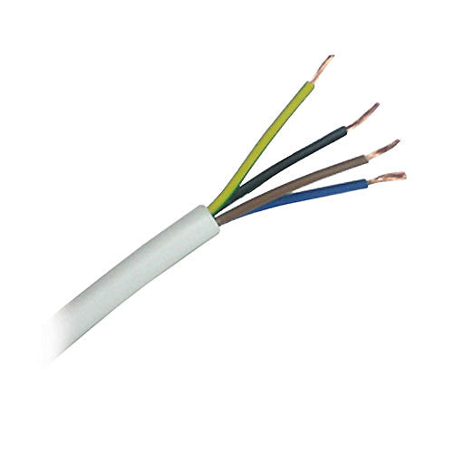 Coiled cable with multiple colored wires on a white background