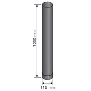 Measurement chart of a cylindrical object with dimensions labeled